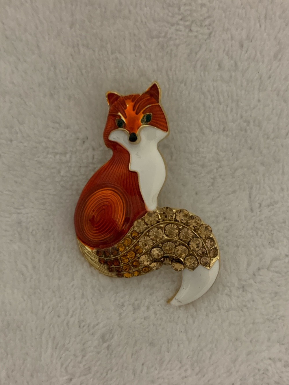Orange and White Fox Brooch